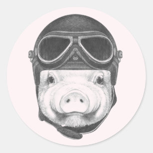 Daredevil Pig Classic Round Sticker