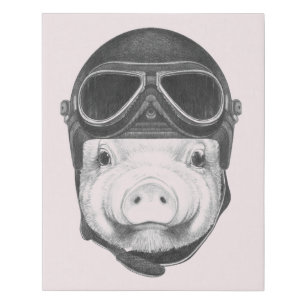 Daredevil Pig Faux Canvas Print