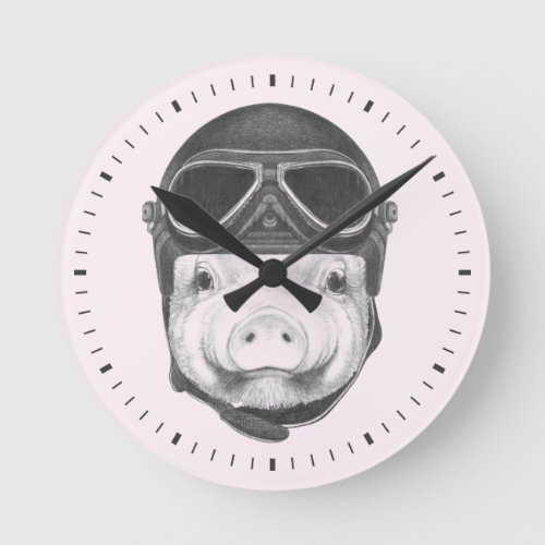 Daredevil Pig Round Clock