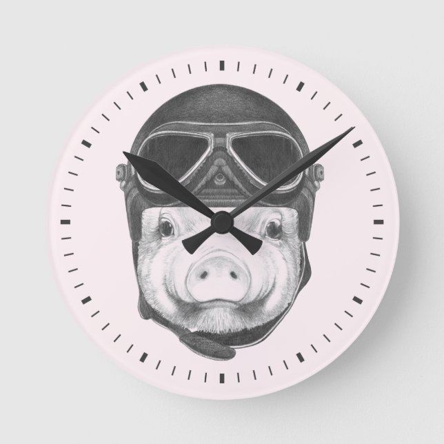 Daredevil Pig Round Clock (Front)