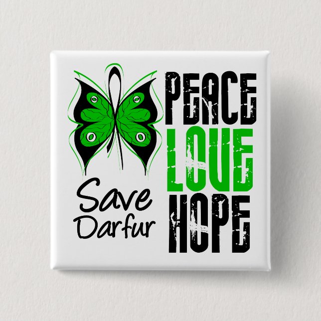 Darfur Peace Love Hope Pinback Button (Front)