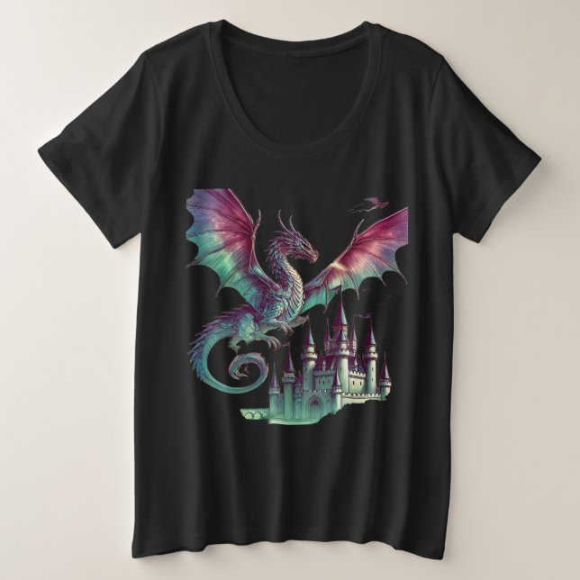 Dargan flying over a castle plus size T-Shirt (Design Front)