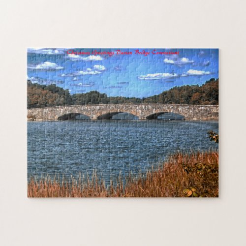 Darien  Bridge Connecticut Christmas Greetings Jigsaw Puzzle