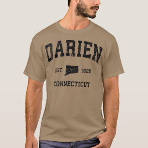 Darien Connecticut CT Vintage Sports Design Black T-Shirt