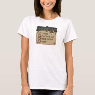 Daring Pink COFFEE PLAY WITH DOG Art Design T-Shirt