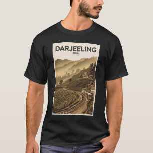 Darjeeling India Illustration Travel Art Vintage T-Shirt