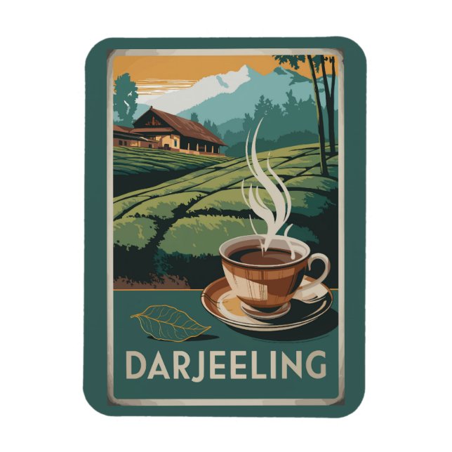 Darjeeling India Tea Travel Art Vintage Magnet (Vertical)