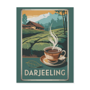 Darjeeling India Tea Travel Art Vintage Postcard