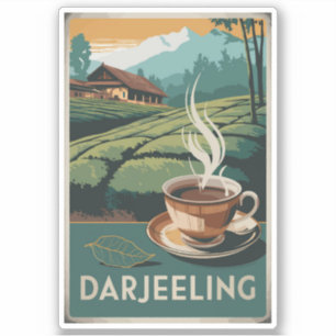 Darjeeling India Tea Travel Art Vintage Sticker