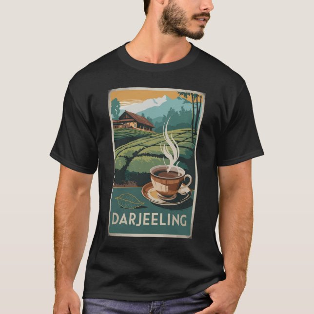 Darjeeling India Tea Travel Art Vintage T-Shirt (Front)
