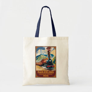 Darjeeling India Train Painterly Travel Art Retro Tote Bag