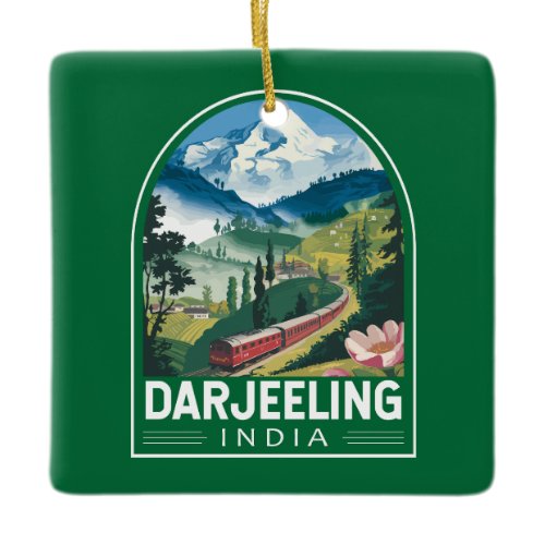 Darjeeling India Travel Art Emblem Ceramic Ornament