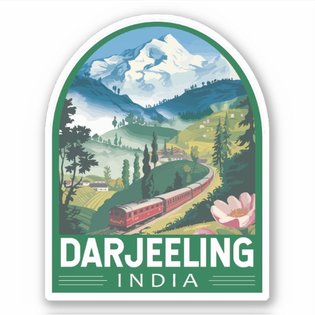 Darjeeling India Travel Art Emblem Sticker (Front)
