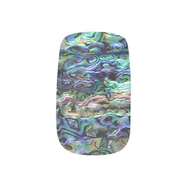 Dark Abalone in Blue, Purple  & Teal Minx Nail Art (Left Thumb)
