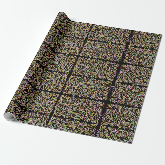 dark abstract art shapes in contrast neon look wrapping paper (Unrolled)