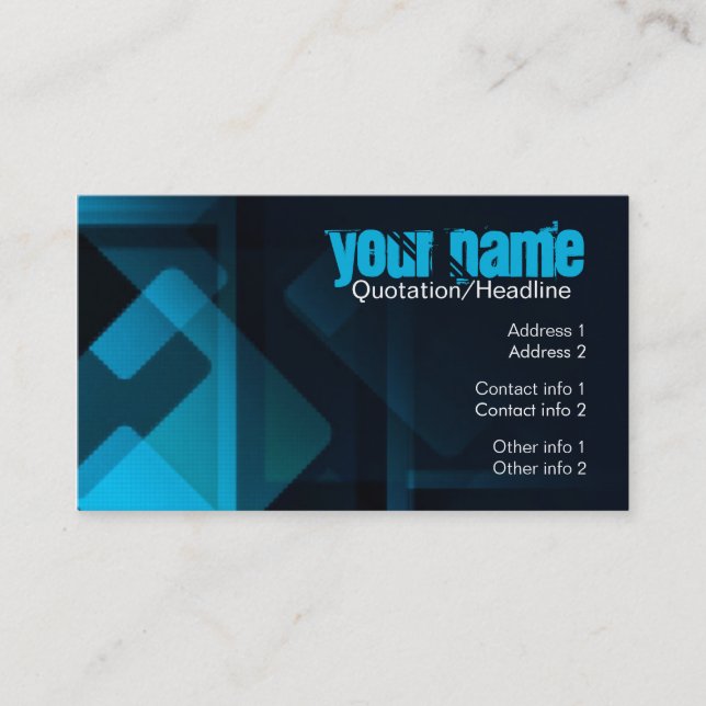 Dark Abstract Blue Business Card (Front)