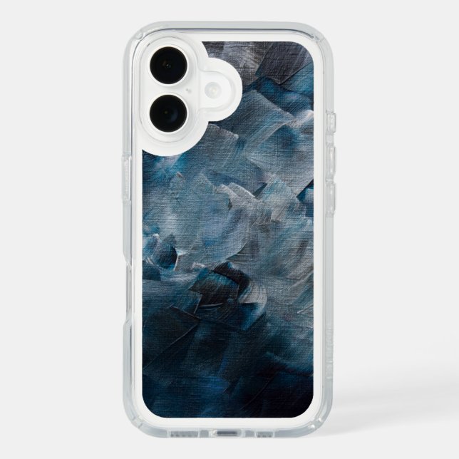 Dark Abstract Brushstrokes in Blue and Gray Tones Speck iPhone Case (Front)
