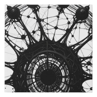 Dark Abstract Dreamcatcher Organic Tech Art Faux Canvas Print