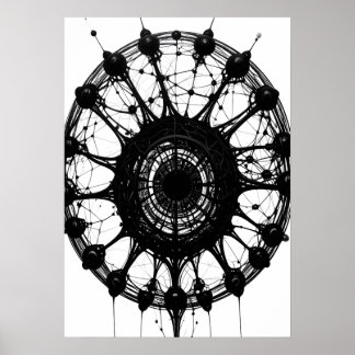 Dark Abstract Dreamcatcher Organic Tech Art Poster