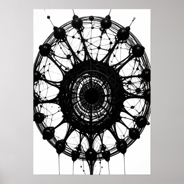 Dark Abstract Dreamcatcher Organic Tech Art Poster (Front)