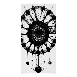 Dark Abstract Dreamcatcher Organic Tech Art Poster