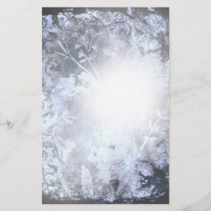 Dark Abstract Grunge Floral Stationery