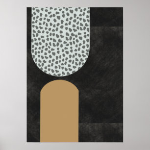 Dark Abstract Lime Wash Gold Accent Poster