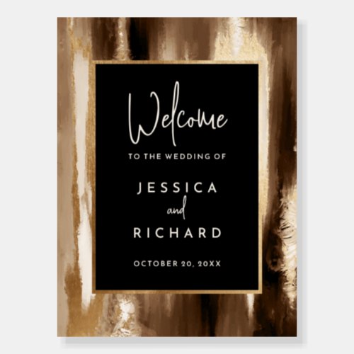 Dark Abstract Watercolor Wedding Welcome Sign