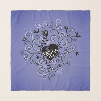 Dark Abstract Whimsical Fixed Broken Heart Scarf
