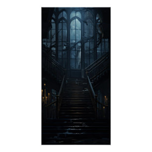 Dark Academia Aesthetic Gothic Staircase Halloween Poster
