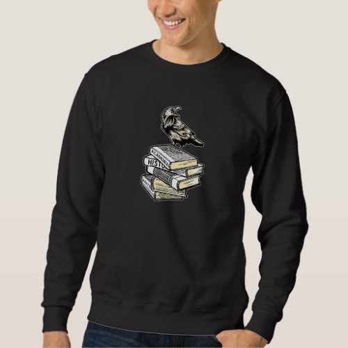 Dark Academia Aesthetic Raven Crow On Old Vintage  Sweatshirt