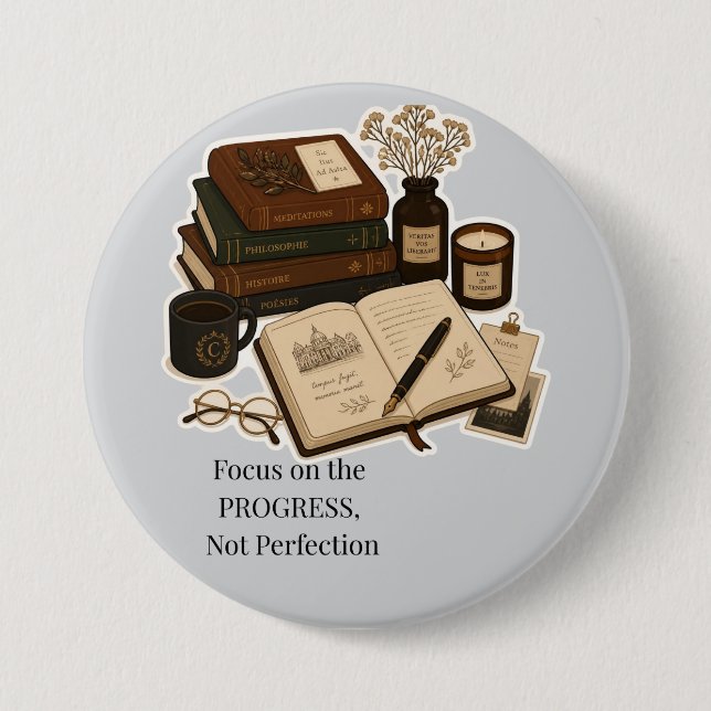 Dark Academia Aesthetic Study Planner  Button (Front)
