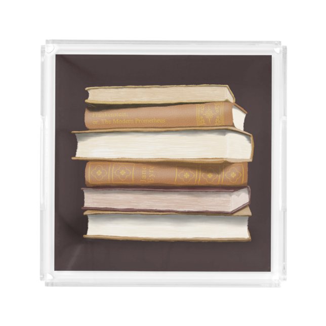 Dark Academia Antique Books Acrylic Tray (Front)