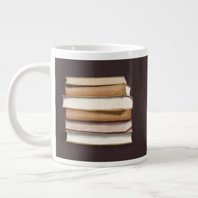 Dark Academia Antique Books Giant Coffee Mug (Left)