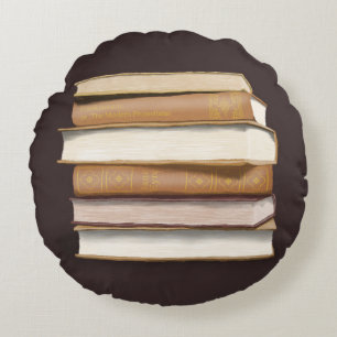 Dark Academia Antique Books Round Pillow