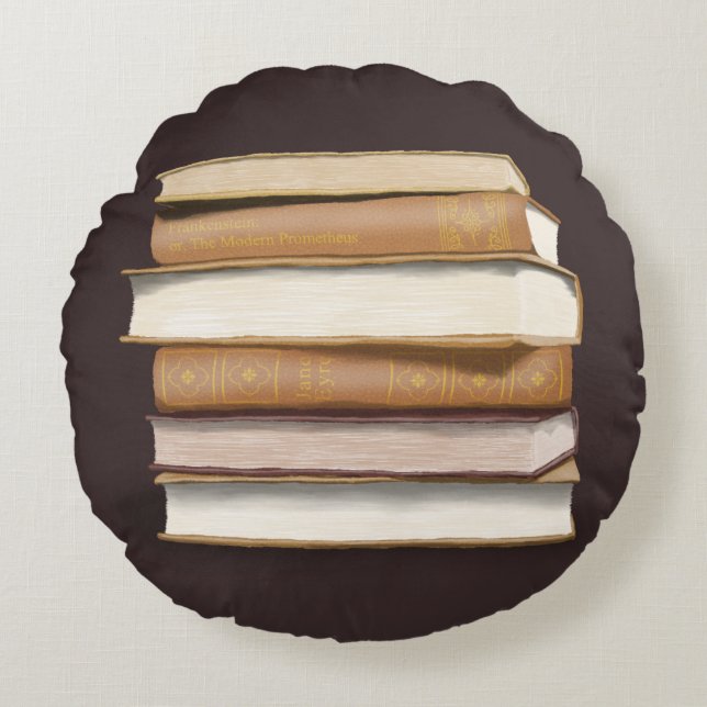 Dark Academia Antique Books Round Pillow (Front)