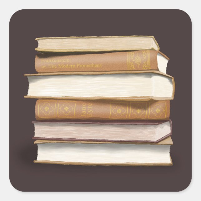 Dark Academia Antique Books Square Sticker (Front)