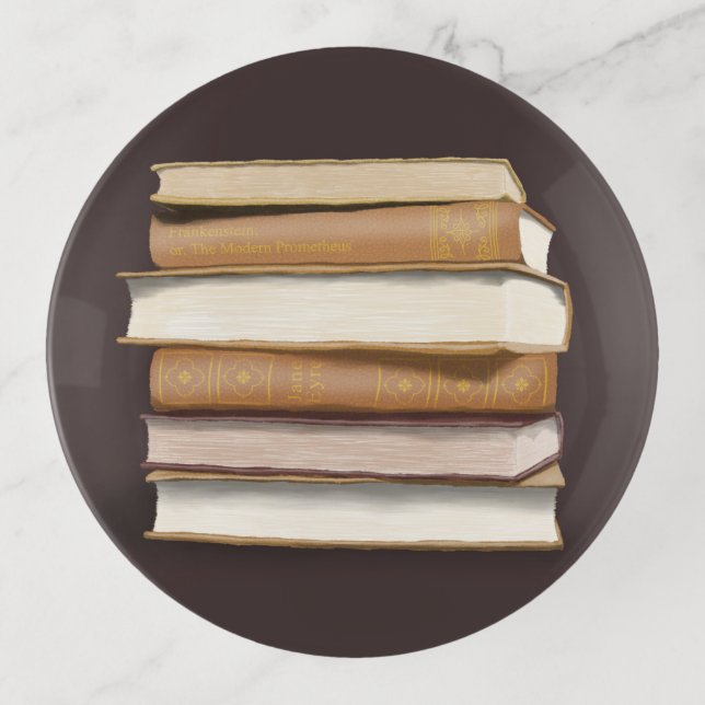 Dark Academia Antique Books Trinket Tray (Front)