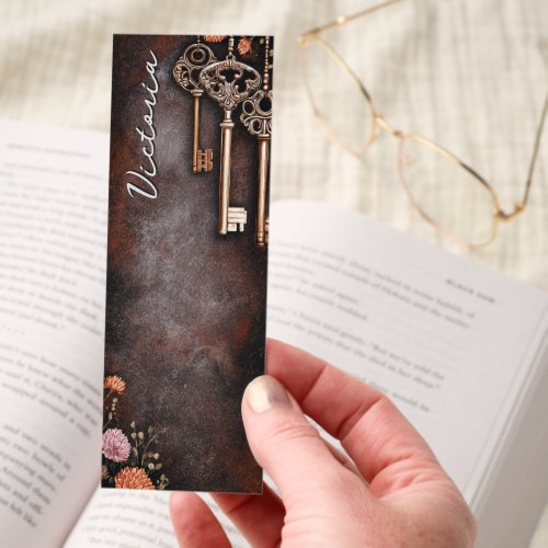 Pretty Bookmarks 15 Dark Academia Antique Keys Floral Personalized Bookmarks