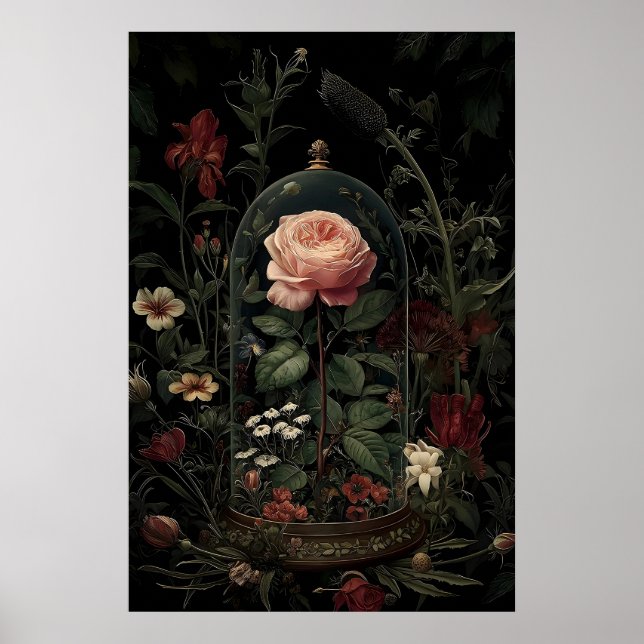 Dark Academia Art Prints, Gothic Cat Butterfly Poster (Front)