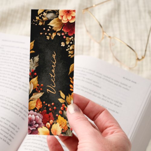 Pretty Bookmarks 10 Dark Academia Autumn Floral Border Personalized Bookmarks