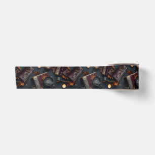 Dark Academia Autumn – Leather Books and Black Cof Satin Ribbon