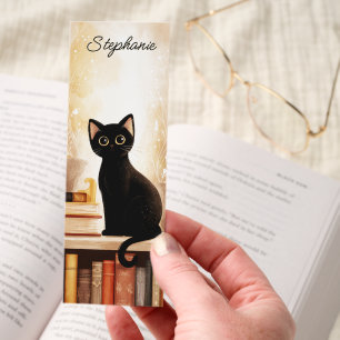 Dark Academia Black Cat Books Personalized Bookmarks