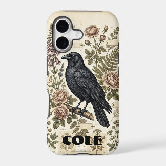 Dark Academia Black Raven Botanical Scholar Floral iPhone 17 Case