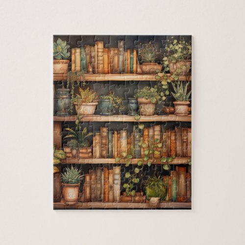 Dark Academia Bookshelves and Plants Puzzle