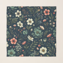 Dark Academia Botanical Blooms Scarf