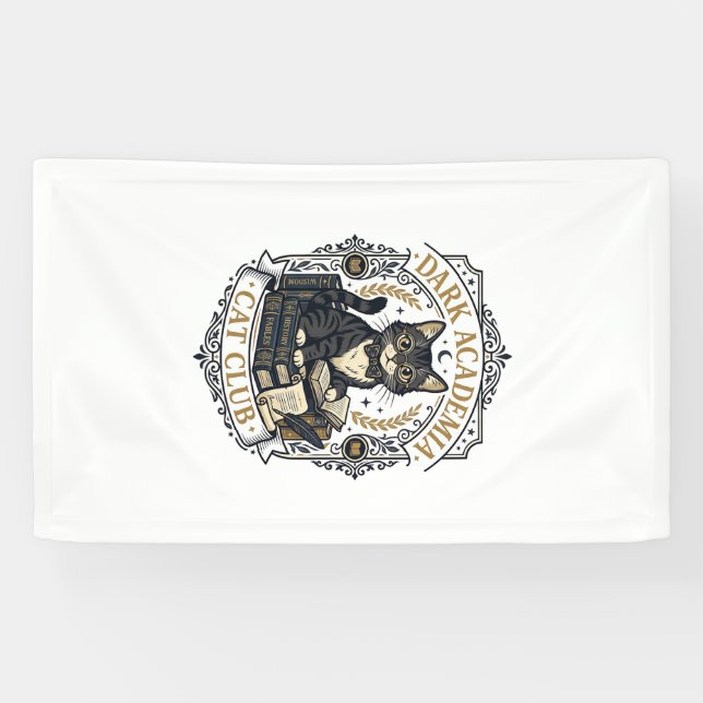 Dark Academia Cat Cat Dad Gift Idea - Dark Academi Banner (Horizontal)