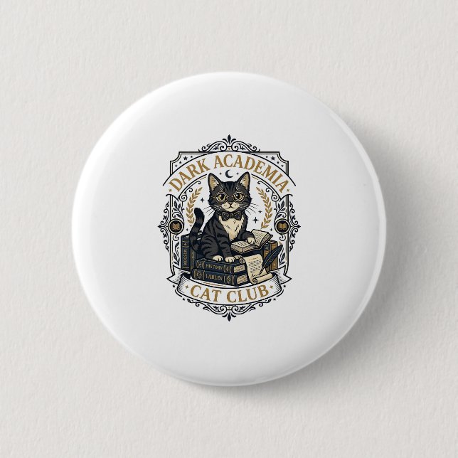 Dark Academia Cat Cat Dad Gift Idea - Dark Academi Button (Front)