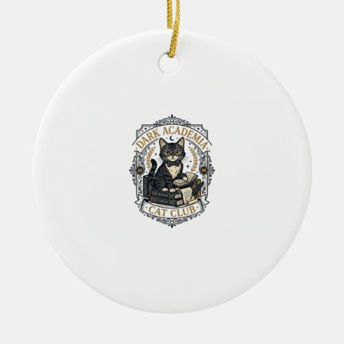 Dark Academia Cat Cat Dad Gift Idea - Dark Academi Ceramic Ornament