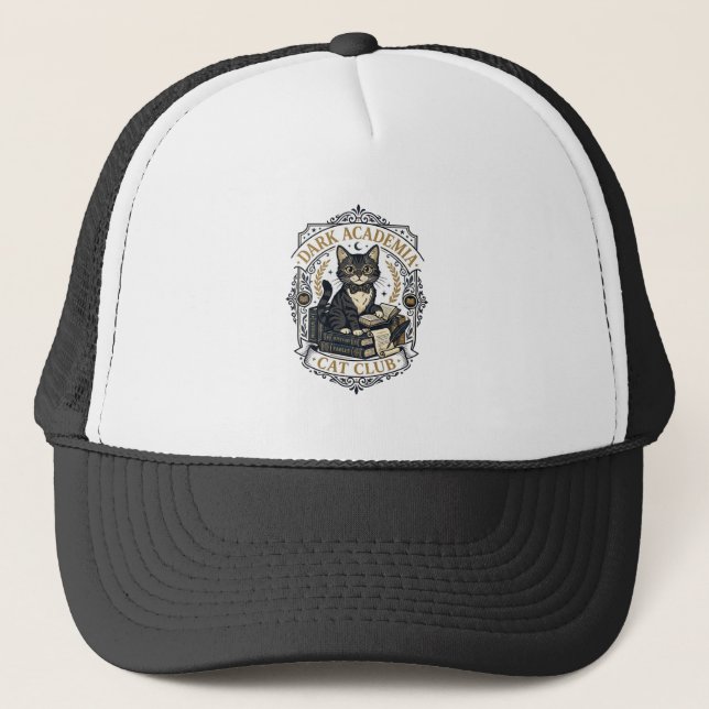 Dark Academia Cat Cat Dad Gift Idea - Dark Academi Trucker Hat (Front)